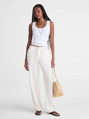 NWT - Madewell Zoe 100% Linen Relaxed Straight Pant - Size 6